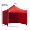 Wallaroo Gazebo 3x3m Pop Up Tent Marquee Red Outdoor