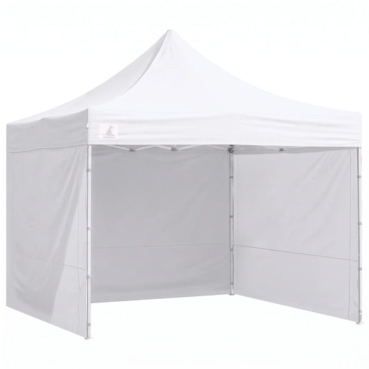 Wallaroo 3x3m Pop Up Gazebo Marquee Tent with 5 Walls, Sandbags & Carry Bag - White Folding Outdoor Canopy Shade
