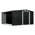 Wallaroo Garden Shed 10x8ft Semi-Closed Storage Black