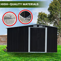 Wallaroo Garden Shed 10x8ft Semi-Closed Storage Black