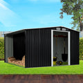 Wallaroo Garden Shed 10x8ft Semi-Closed Storage Black