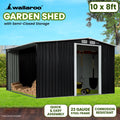 Wallaroo Garden Shed 10x8ft Semi-Closed Storage Black