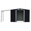 Wallaroo 4x8ft Zinc Steel Garden Shed Open Storage Black