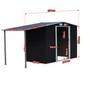 Wallaroo 4x8ft Zinc Steel Garden Shed Open Storage Black