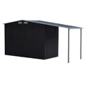 Wallaroo 4x8ft Zinc Steel Garden Shed Open Storage Black