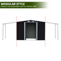 Wallaroo 4x8ft Zinc Steel Garden Shed Open Storage Black
