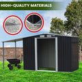 Wallaroo 4x8ft Zinc Steel Garden Shed Open Storage Black
