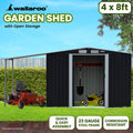 Wallaroo 4x8ft Zinc Steel Garden Shed Open Storage Black