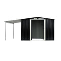 Wallaroo 6x8ft Zinc Steel Garden Shed Open Storage Black