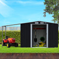 Wallaroo 6x8ft Zinc Steel Garden Shed Open Storage Black