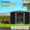 Wallaroo 6x8ft Zinc Steel Garden Shed Open Storage Black