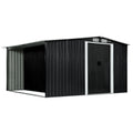 Wallaroo Garden Shed 6x8ft Semi-Close Storage Black