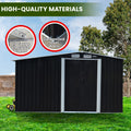 Wallaroo Garden Shed 6x8ft Semi-Close Storage Black