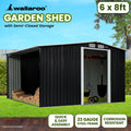 Wallaroo Garden Shed 6x8ft Semi-Close Storage Black