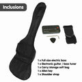 Karrera 39in Electric Bass Guitar 4-String Full Size Black Tuner