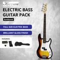 Karrera 39in 4-String Electric Guitar Bass Tuner Full Size Sunburst