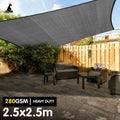 Wallaroo 2.5m Square Sun Shade Sail 280gsm Grey Outdoor Canopy