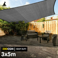Wallaroo Sun Shade Sail 3m x 5m Grey 280gsm Outdoor Canopy