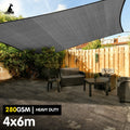 Wallaroo Sun Shade Sail 4m x 6m Grey 280gsm Outdoor Canopy
