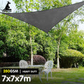 Wallaroo 280GSM 7m Triangle Sun Shade Sail Canopy Grey Outdoor