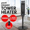 Pronti Electric Tower Heater 2000W Ceramic Portable Remote Black