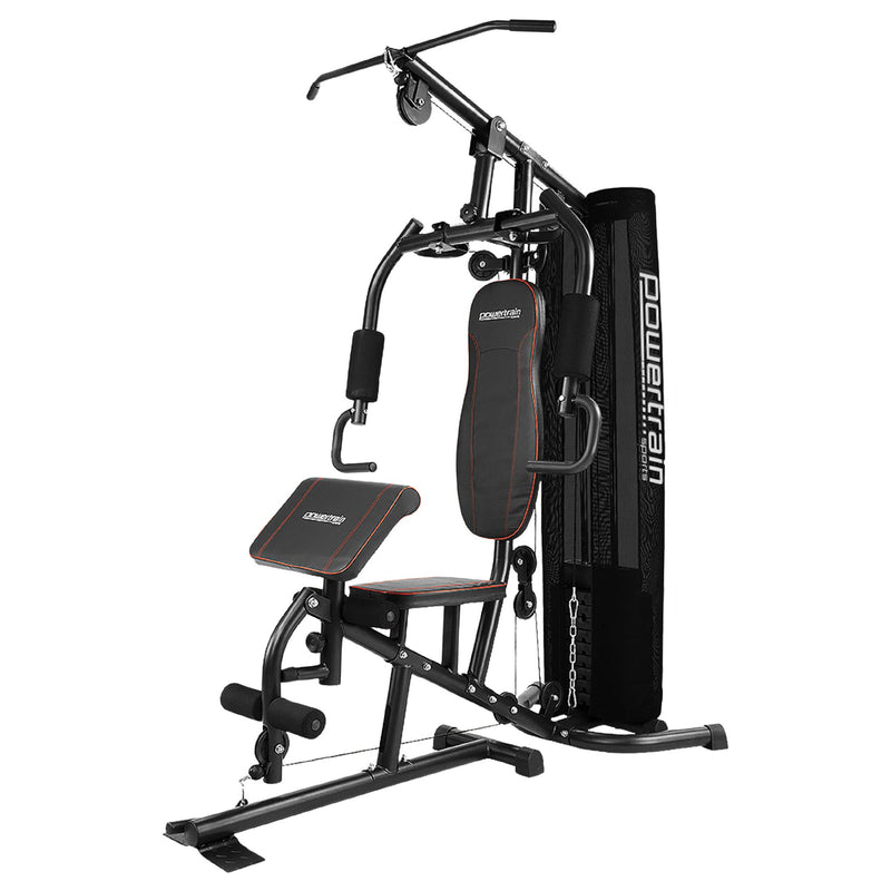 Powertrain Multi Station Home Gym 68kg Weights Preacher Curl Pad