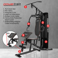 Powertrain Multi Station Home Gym 68kg Weights Preacher Curl Pad