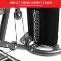 Powertrain Multi Station Home Gym 68kg Weights Preacher Curl Pad