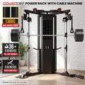 Powertrain Functional Trainer Power Rack Home Gym Cable Crossover Machine with 136kg Dual Weight Stack & Pull Up Bar
