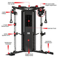 Powertrain Functional Trainer Power Rack Home Gym Cable Crossover Machine with 136kg Dual Weight Stack & Pull Up Bar