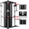 Powertrain Functional Trainer Power Rack Home Gym Cable Crossover Machine with 136kg Dual Weight Stack & Pull Up Bar