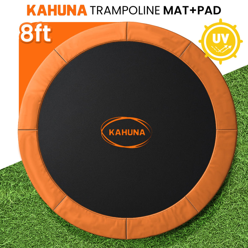 Kahuna 8ft Trampoline Safety Pad Spring Mat Cover Orange