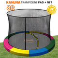 Kahuna 8ft Trampoline with Pad and Safety Net Rainbow