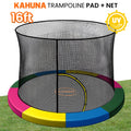 Kahuna 16ft Trampoline Pad Net Rainbow
