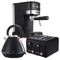 Pronti 1.2L Espresso Machine Kettle Toaster Breakfast Set Black