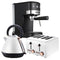 Pronti Kettle Toaster Espresso Machine 1.2L White Rose Gold Set