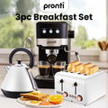 Pronti Kettle Toaster Espresso Machine 1.2L White Rose Gold Set