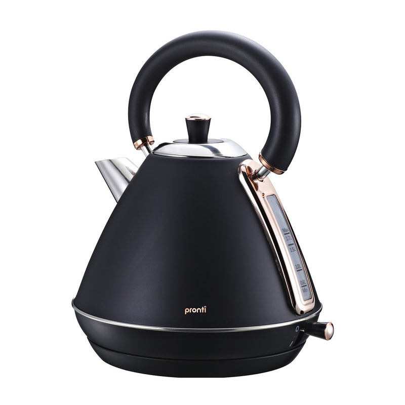 Pronti 1.7L Kettle Black Rose Trim Electric Stainless Steel