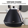 Pronti 1.7L Kettle Black Rose Trim Electric Stainless Steel