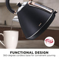 Pronti 1.7L Kettle Black Rose Trim Electric Stainless Steel