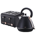 Pronti Rose Toaster Kettle Bundle Black 2Pc Set