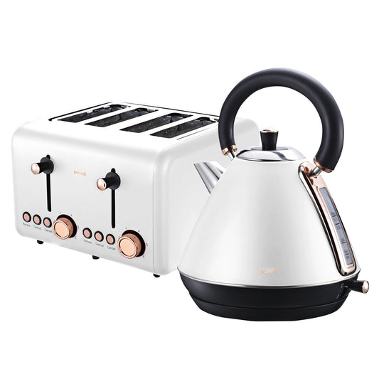 Pronti Rose Toaster Kettle Bundle White 2 Piece Set