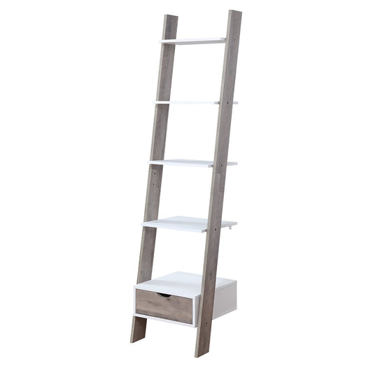 Sarantino Mira 5-Tier Ladder Shelf White Grey Oak