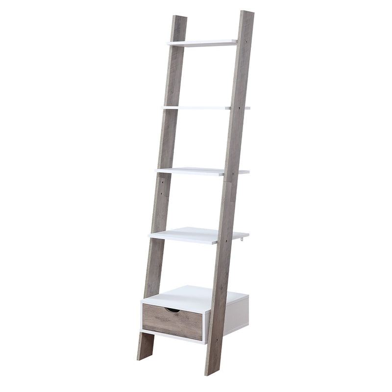 Sarantino Mira 5-Tier Ladder Shelf White Grey Oak