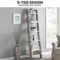 Sarantino Mira 5-Tier Ladder Shelf White Grey Oak