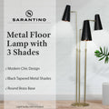 Sarantino 3 Metal Shade Floor Lamp Standing Light