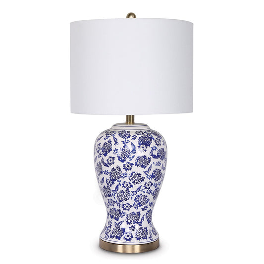Sarantino Ceramic Table Lamp Floral Base Cotton Shade