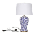 Sarantino Ceramic Table Lamp Floral Base Cotton Shade