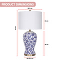 Sarantino Ceramic Table Lamp Floral Base Cotton Shade