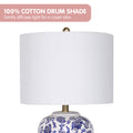 Sarantino Ceramic Table Lamp Floral Base Cotton Shade